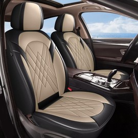 YORKNEIC Car Seat Covers Full Sets for Toyota Avalon 2001-2023 2024 Faux Leather Seat Covers Waterproof Automotive Car Protector with Airbag Compatible(5 Seats, Black&Beige)