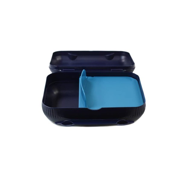Tupperware To Go Lunch Box Dark Blue with Divider Turquoise Sandwich Box
