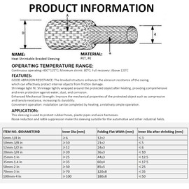 20 FT 3/8 inch 2:1 Heat Shrinkable Braided Sleeving Heat Shrink Sleeve Abrasion Protection Flexibility Wiring Harness Cable Sheath Tubing