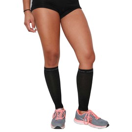 Calf Sleeves - #1 Compression Leg Sleeve for Runners - Men and Women Shin Sleeves (Black with Copper Yarn, X-Small/Small)