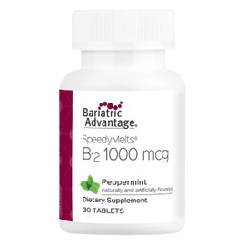 Bariatric Advantage B-12 Speedy Melts, Vitamin B12 1000 mcg Supplement, Fast Melting with 200 mcg of Folic Acid for Nutritional Support - Peppermint, 30 Count