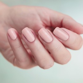 GoldFinger False Nails Kit, Ready to Wear Natural Pink Fake Nails, Manicure Stick and Glue Included, Medium Squavol Shape, Long-Lasting Hottest Trend Glue on Nails, Convenient & Easy to Apply