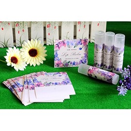 ZZYBIA Homemade Skincare Products Adhesive Labels Stickers for Lip Balm Handcream Candle Container Tubes 20pcs (Lip Balm - Purple Floral)