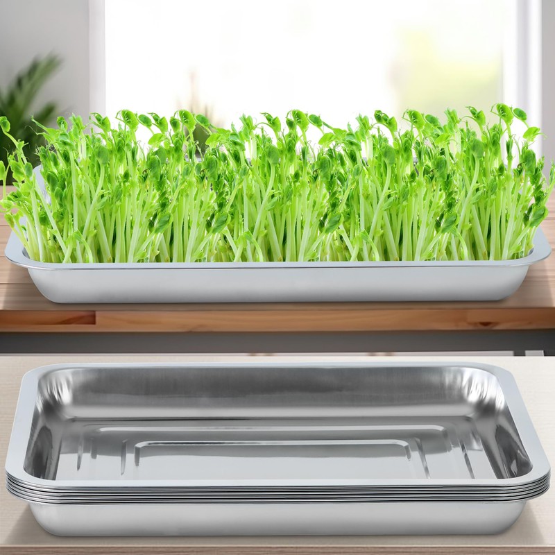 WBCBEC Plant Germination Trays, Stainless Steel Plant Trays Stainless Metal