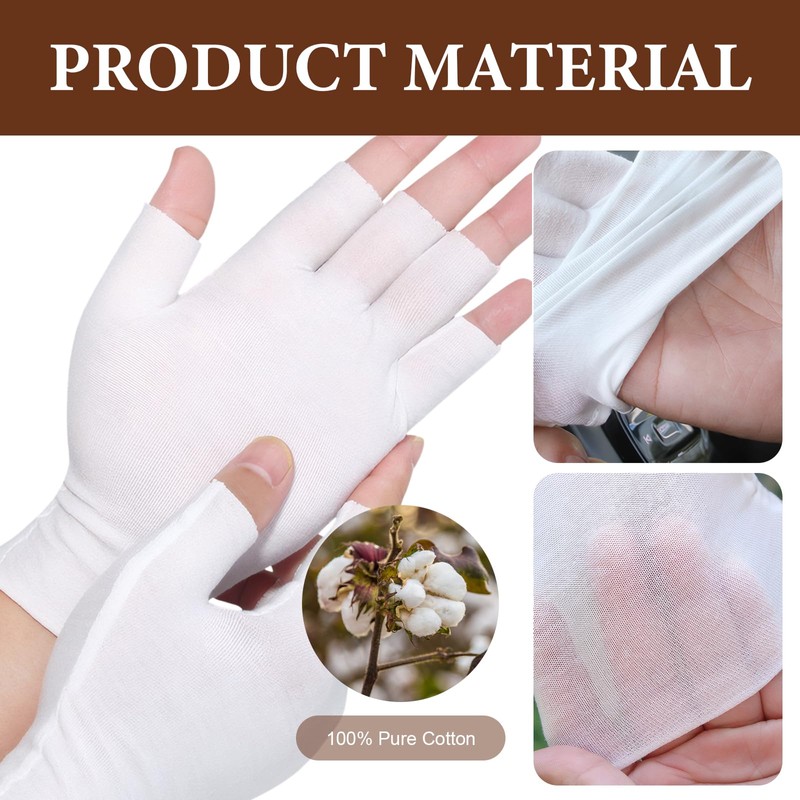 16 Pairs Cotton Gloves for Eczema, White Cotton Gloves for