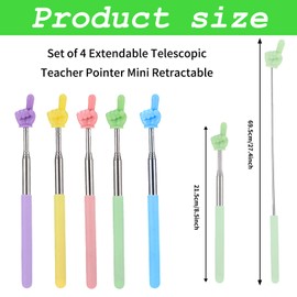 Pack of 5 Pointing Sticks, Finger Stick, Telescopic Pointer, Teacher Pointer with Extendable, Classroom Extendable Hand Stick, Teacher Pointer for Extendable, Stainless Steel Extendable Teacher's