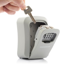 InnovaGoods - Versatile Aluminium and Zinc Outdoor Key Safe Waterproof Shockproof with 4 Digit Combination Lock Grey Standard