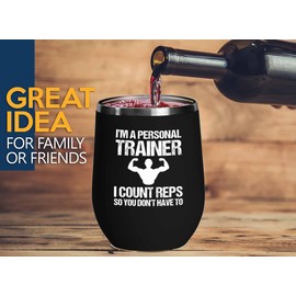 Luxe Gifting Personal Trainer Black Edition Wine Tumbler 12oz - I'm Personal Trainer - Fitness Instructor Workout Coach Exercise Lover Cardio Lover Gym Coach