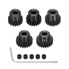 Rebower 5Pcs 32P Steel Pinion Gear Set 17T 18T 19T 20T 21T for 5mm Shaft Hardened Steel Pinion Gear with Screws and Hexagonal Wrench for RC Motor