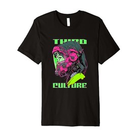 CYBERPUNK GREEN GAS MASK ASTRONAUT GIRL Premium T-Shirt
