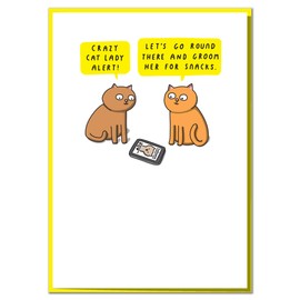 "Crazy Cat Lady Alert!" Funny Birthday Card for A Crazy Cat Lady