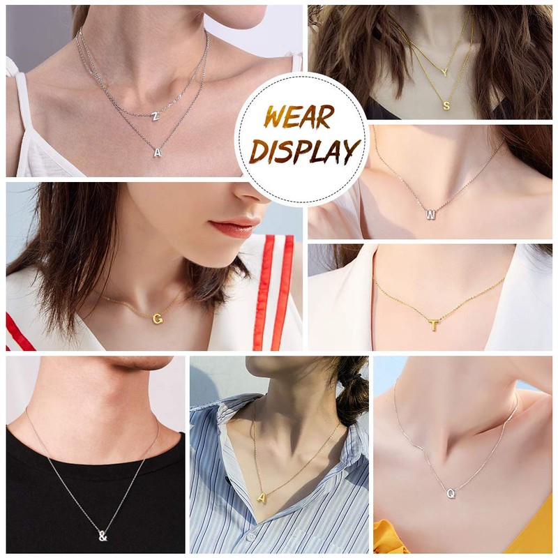 Silvora S925 Silver Letter Pendant, Name Initial Necklace, A-Z for