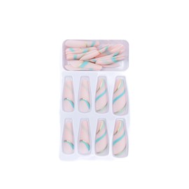 Boutique Beauty Premium Press On Nails (Santorini Breeze) – Unique, Durable, and Trendy Designs with Adhesive Tabs - Long Coffin Shape