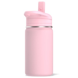 Hydrapeak Mini botella de agua para niños de 14 onzas con tapa de popote, botella de agua aislada de doble pared de acero inoxidable para niños, botella de agua a prueba de fugas y derrames para la