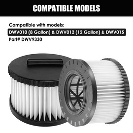 ANBOO 2 Pack DWV9330 HEPA Vacuum Filters Replacement for DeWalt DWV010 (8 Gallon) & DWV012 (12 Gallon) & DWV015 Vacuum Cleaners