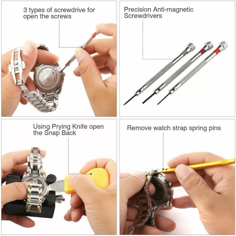 WatchToolsCo Watch Repair Kit Link Removal Tool Band Adjustment Battery