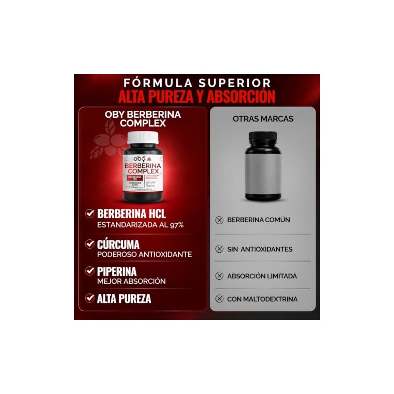 OBY Berberina HCL Pura 500 mg con Cúrcuma 120 cápsulas