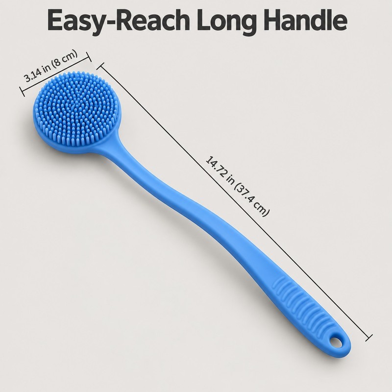 Silicone Back Scrubber for Shower – Long Handle Bath Body
