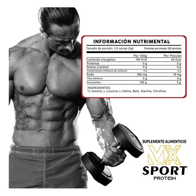 Aminoácidos En Polvo 1kg Mxsport 100servicios Varios Sabores Natural