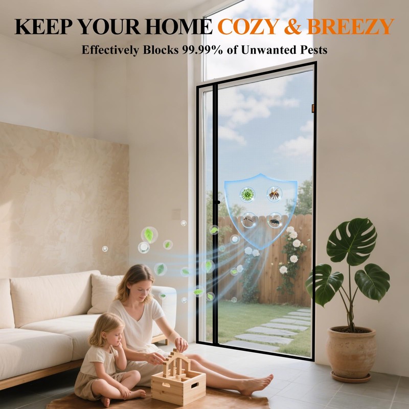 MAGZO Magnetic Screen Door, Fits 48'' x 80'' Door(Mesh Size
