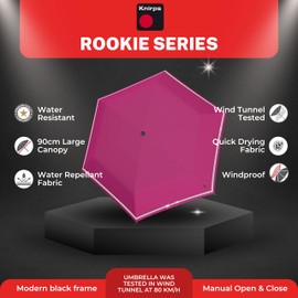 Knirps Children's Pocket Umbrella Rookie Reflective with Reflective Border Flamingo