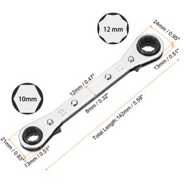 sourcing map 4 in 1 Double Box End Reversible Ratcheting Wrench 9x10x11x12mm CR-V Steel 180 Degrees Metric Double Head 12-Point 24-Teeth Adjustable Ratchet Gear Socket Spanner,