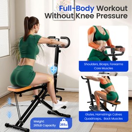 Canisflax Deep Squat Machine Trainer, Rowing Machine for Home, Easy Setup & Foldable Exercise Equipment with Adjustable Resistance, Glute Trainer Machine, Abs & Leg Home Workout Machine