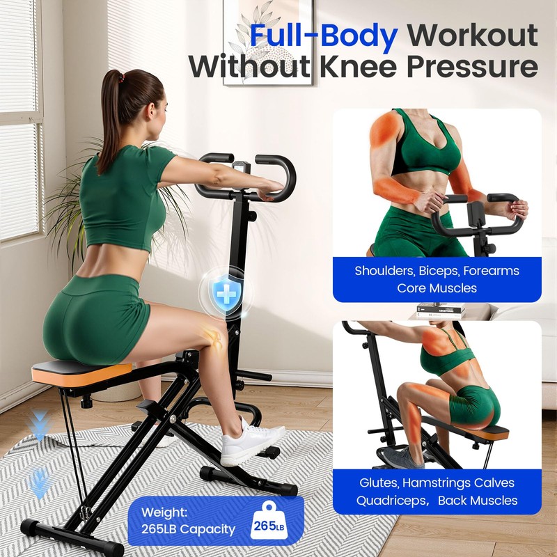 Canisflax Deep Squat Machine Trainer, Rowing Machine for Home, Easy