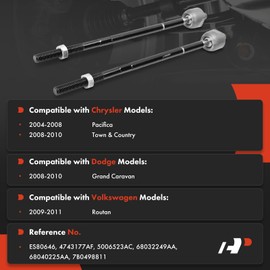 A-Premium 2 x Front Inner Tie Rod Ends, Compatible with Dodge Grand Caravan 2008-2010 & Chrysler Town & Country 2008-2010, Pacifica 2004-2008 & Volkswagen Routan 2009-2011