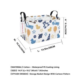 QUEENLALA Rectangular Laundry Hamper/Foldable Nursery Laundry Basket for Organizing/Storage Bin Baskets/Children Toy Office Bedroom/Toy Bin Closet Shelf Baskets（Rec-Colorful Bear）