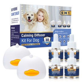 LKBHGF Dog Calming Pheromones Diffuser 6 in 1 Kit Appeasing Pheromone Diffuser to Calm (2 Plug in+4 Pack 48ml Refill) for Anxiety Relief Reduce Aggression Fighting Barking Stress 120 Day Supply