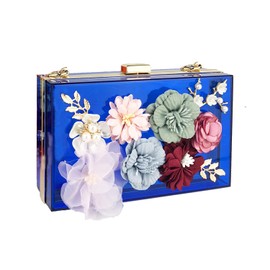 VVGUOWEI Evening Bag for Women With Detachable Chain Lady Clutch Purse Wedding Crystal Party Transparent Shoulder Bag, Blue
