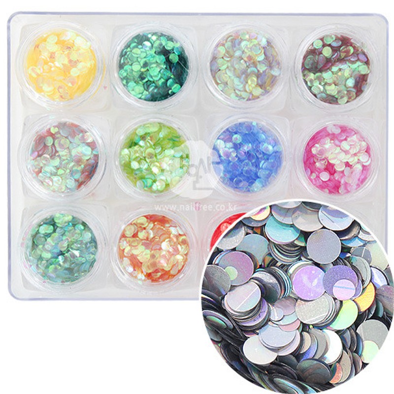 Nail art water drop glitter 12-piece set/transparent round mixed glitter/slice