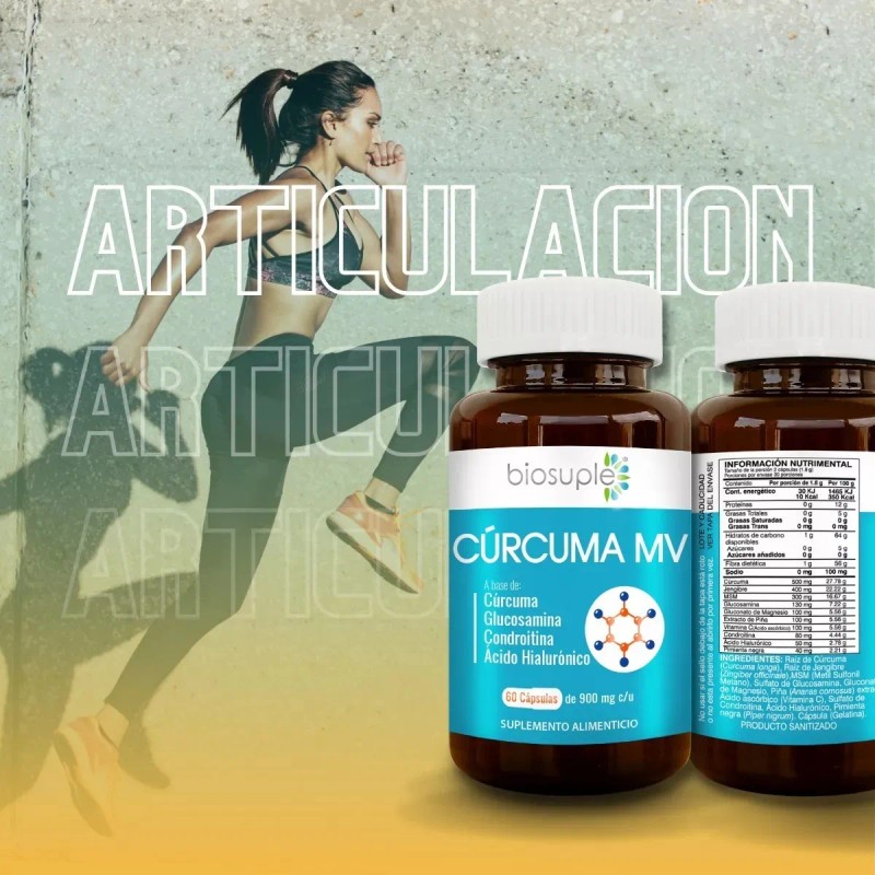 Cúrcuma + Glucosamina Biosuple Salud Articular 90caps 500mg