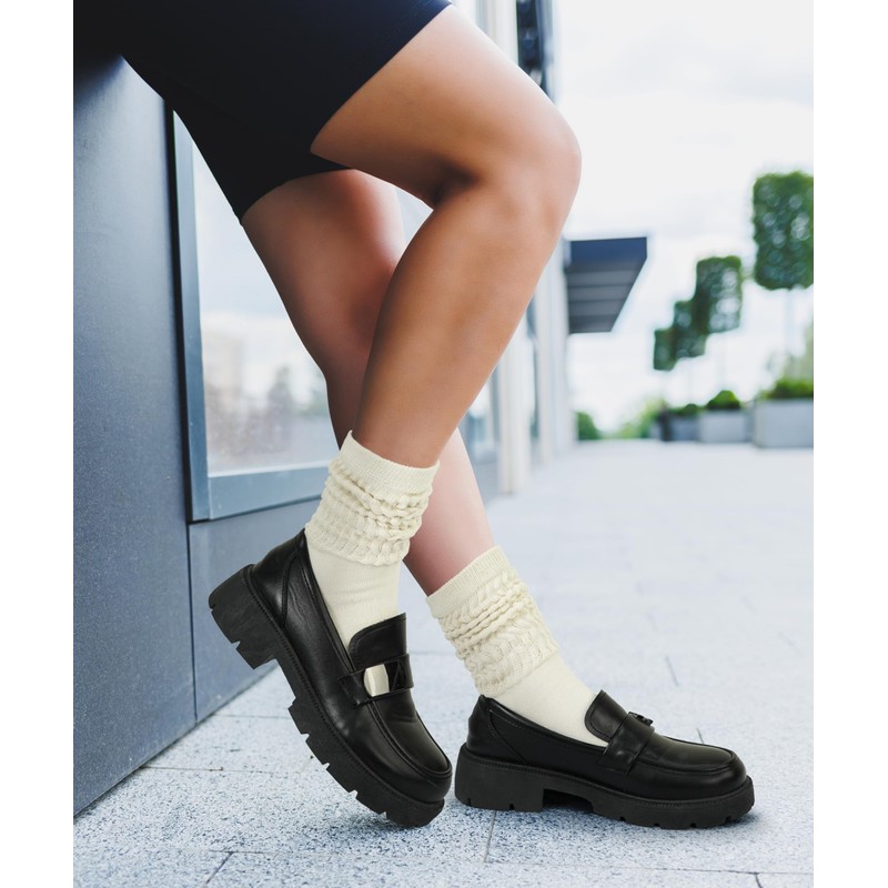 BomKinta Women Crew Slouch Socks - Retro Stylish Scrunch Short