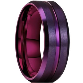 Jude Jewelers 8mm Purple Color Stainless Steel Matte Brushed Classic Plain Wedding Band Ring (Purple, 8)