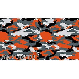 Sky Auto INC Yellow-Orange Black White Gray Camouflage Vinyl Car Wrap Film Sheet + Free Cutter & Squeegee (Except Sample Size) (2FT x 5FT / 24" x 60")