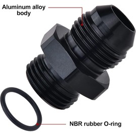 Tepilauda 6AN Male Flare to 6AN ORB O-ring Boss Fuel Pump Rail Adapter Fitting Aluminum Black