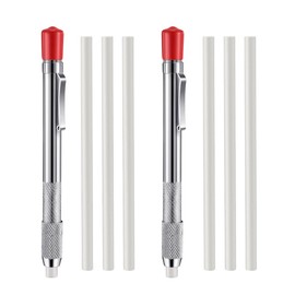 SHMZK Soapstone Holder Set, 2 Round Soapstone Holders with 6 Refills Soapstone Pens, Quality Soapstone Pencil Marker for Removable Marking on Steel Iron Aluminum, Car Accessories