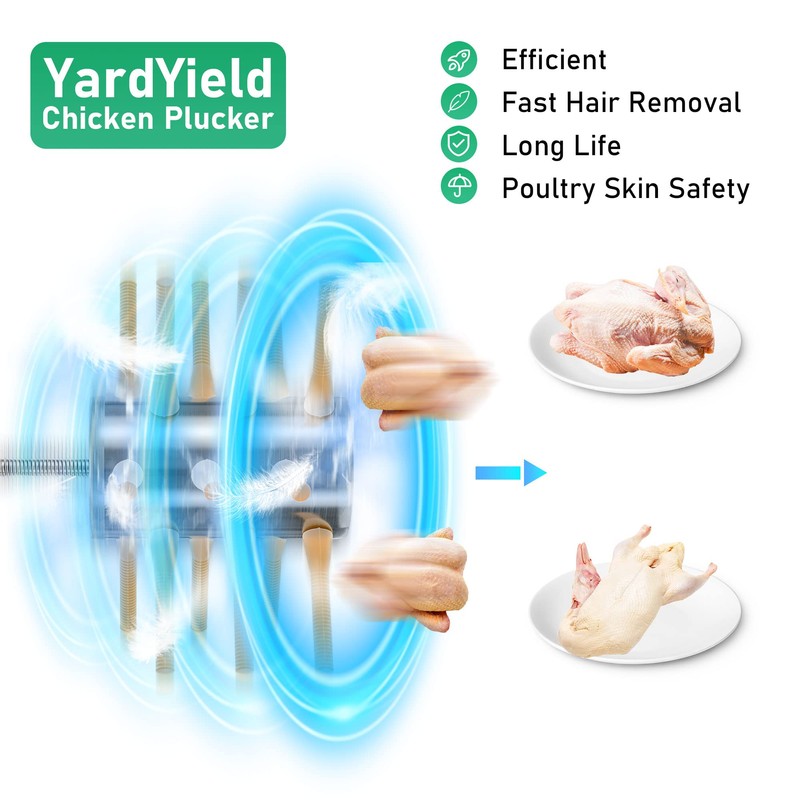 YardYield Chicken Plucker Drill Attachments 18 Fingers Chicken Feather Plucker