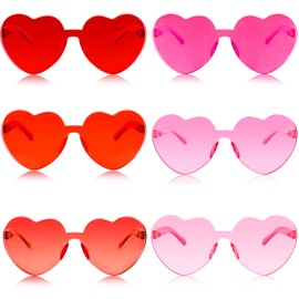 6 Pairs Heart Sunglasses Transparent Love Glasses Tinted Eyewear Rimless Glasses