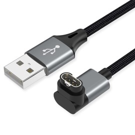 AGVEE 3.3ft Angled 90 Degree Braided Charger Cable Charing Cord for Garmin Watch Fenix 5 6 7 8 E, Vivoactive, Instinct, Venu, Tactix, Forerunner, Approach, D2, Venu, Vivomove, Quatix, Dark Gray