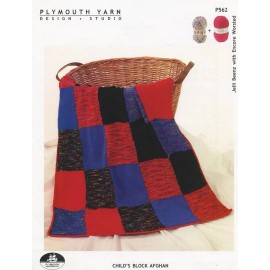 Plymouth Encore Worsted Jelli Beenz Knitting Pattern P562 Child's Block Afghan