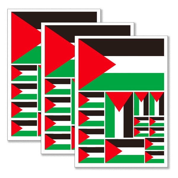 QQSD Palestine Flag Sticker Palestinian Decal in Multiple Sizes,3 Pack,