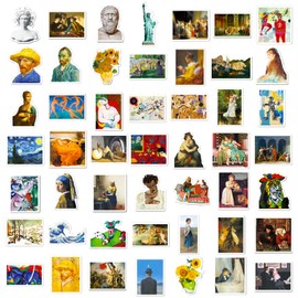 Retro Famous Art Painting Stickers Pack, 100 Pcs Vinyl Waterproof Vincent Van Gogh Oil Painting Style Stickers for Laptop Phone Water Bottles Lovely Gift to Friends Artist Decals
