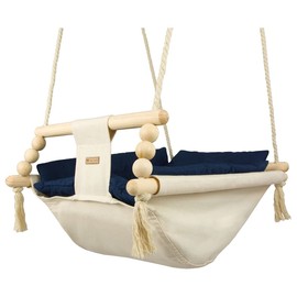 Baby Hammock, Rocker Hammock, Baby Swing, Hammock with Quilt (Colour: Cream, Navy)