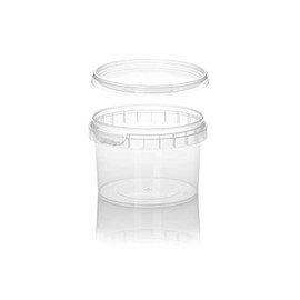 250ml Plastic Tubs Containers Tamper Evident Lids Food grade CLEAR REUSABLE (20)