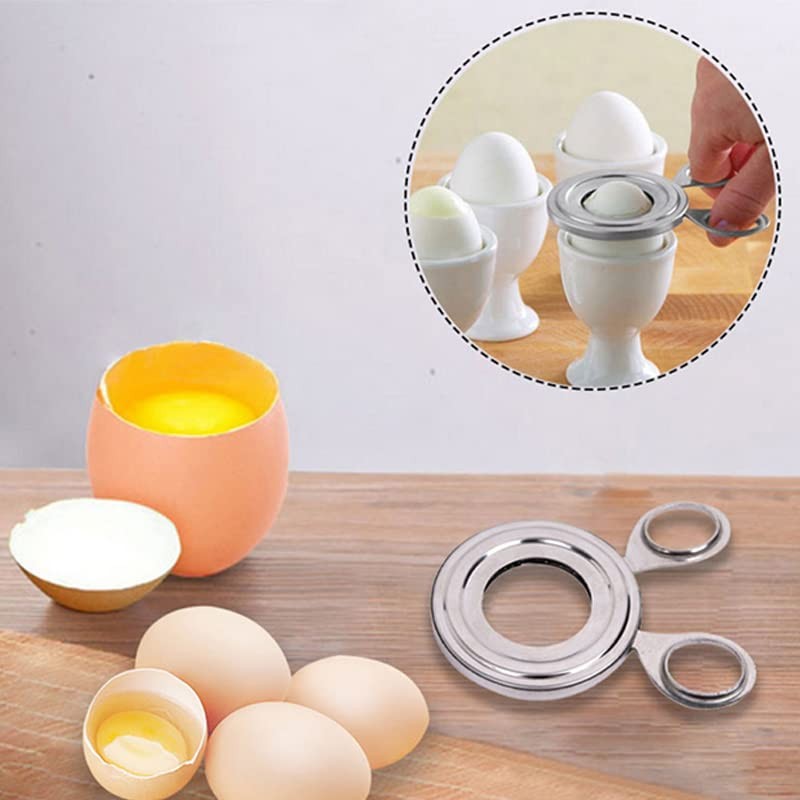 Acxico 2 pcs Kitchen Stainless Cooked Boiled Egg Cutter Scissors