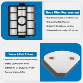 Replacement for Shark IP3251, IP3251C, 2 PACK Auto-empty Dock Hepa Filter + 4 PACK Pre-motor Filter Assembly & 2 PACK Handheld Vacuum Post-motor Filter+ 4 PACK Pre-moter Filters