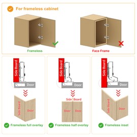 Chibery 10 Pack Frameless Inset Soft Close Concealed European Hinges, Self Closing Satin Nickel, 105 ° Open Angle 4D Adjustment, Speed Control, Clip On, Stainless Steel for Cabinet Door